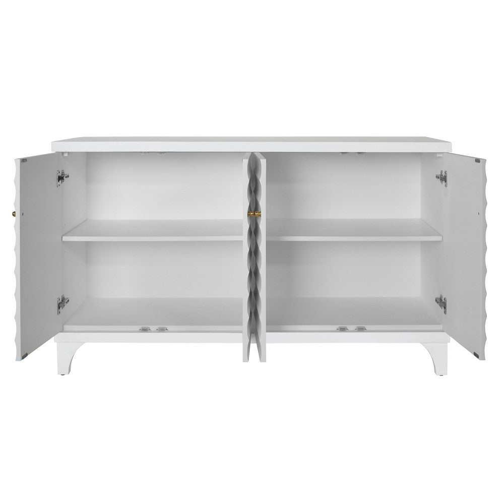 Worlds Away - Four Door Buffet With Horizontal Fluted Detail In Matte White Lacquer - GATES WH view 4