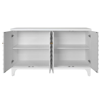 Worlds Away - Four Door Buffet With Horizontal Fluted Detail In Matte White Lacquer - GATES WH view 4