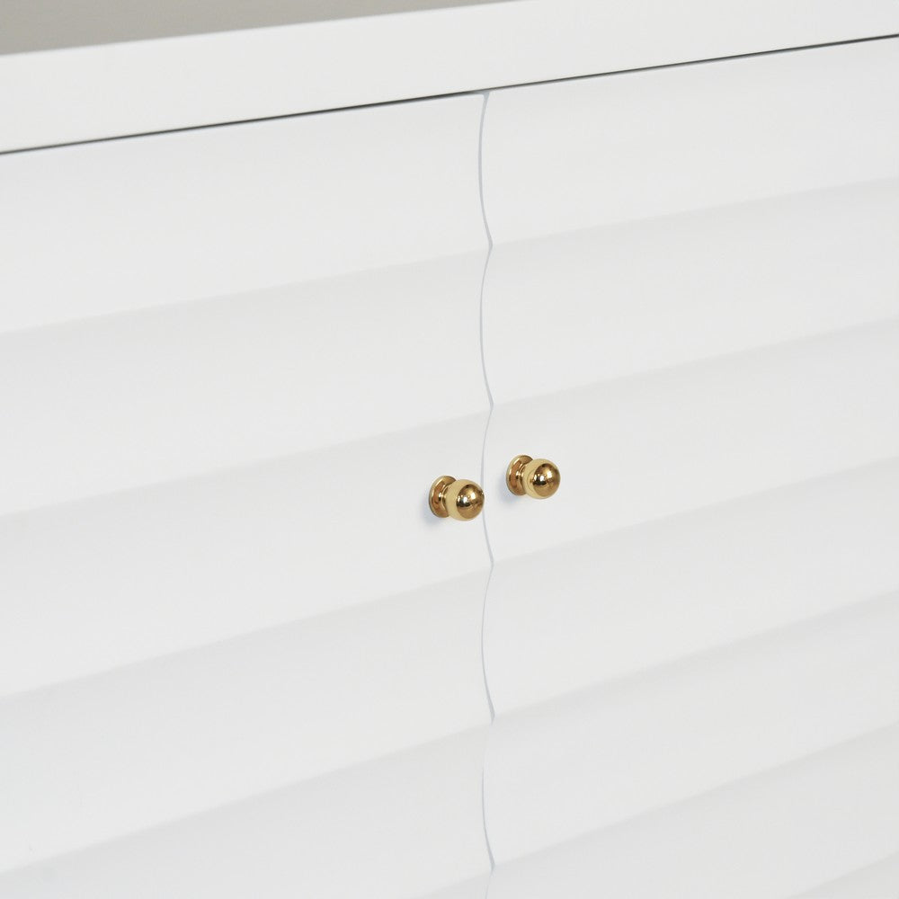 Worlds Away - Four Door Buffet With Horizontal Fluted Detail In Matte White Lacquer - GATES WH view 7