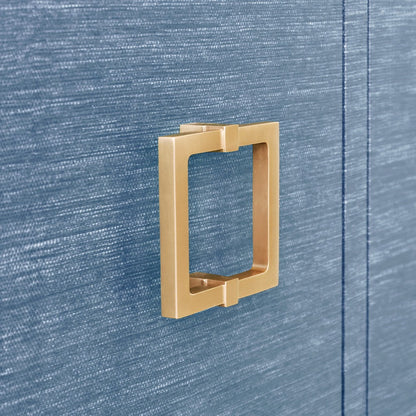 Worlds Away - Four Door Buffet With Large Brass Square Hardware In Blue Dyed Grasscloth - EFFIE BL view 6