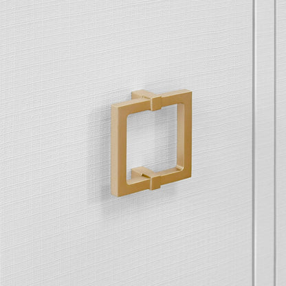 Worlds Away - Four Door Buffet With Large Brass Square Hardware In White Textured Linen - EFFIE WH view 6