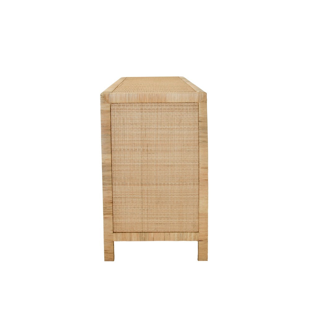 Worlds Away - Four Door Buffet With Mirror Front Doors And Wrapped Rattan - GRANADA NAT view 4