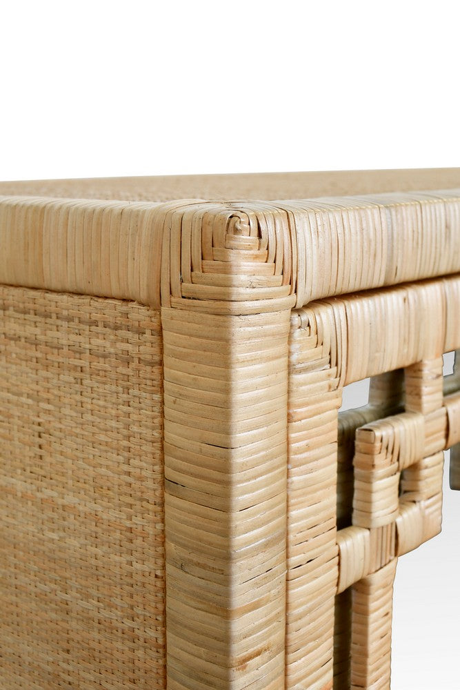 Worlds Away - Four Door Buffet With Mirror Front Doors And Wrapped Rattan - GRANADA NAT view 5
