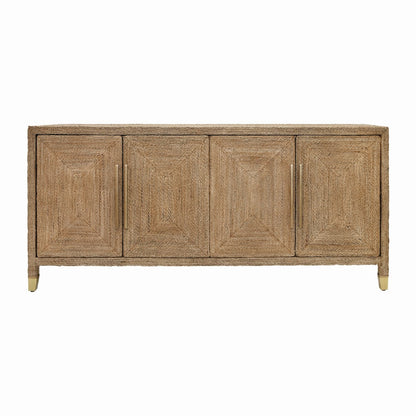 Worlds Away - Four Door Buffet With Satin Brass Hardware And Foot Caps In Wrapped Rope - CASEY view 2
