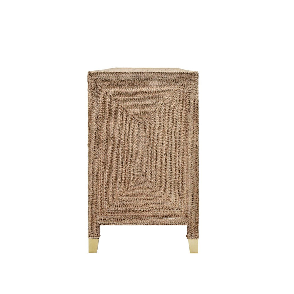 Worlds Away - Four Door Buffet With Satin Brass Hardware And Foot Caps In Wrapped Rope - CASEY view 4