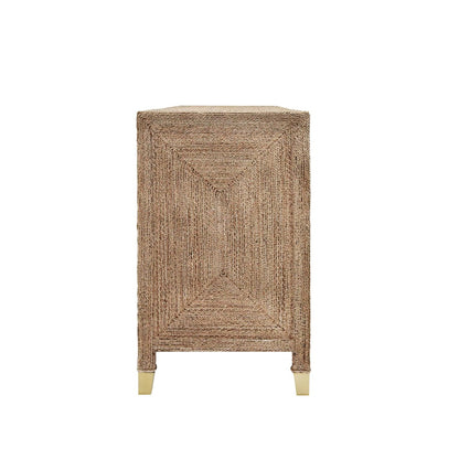 Worlds Away - Four Door Buffet With Satin Brass Hardware And Foot Caps In Wrapped Rope - CASEY view 4