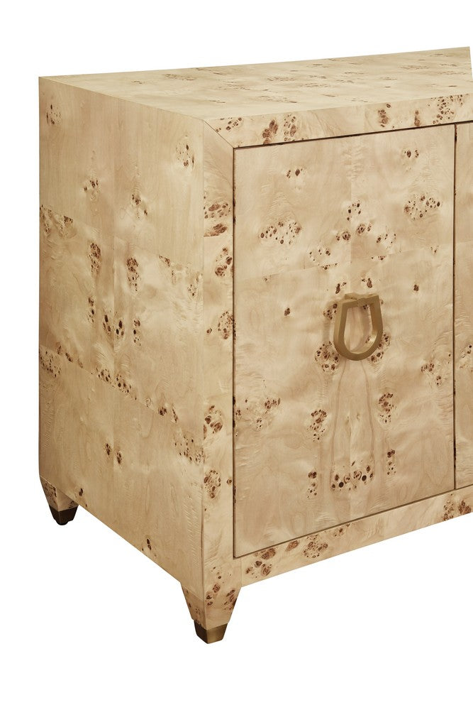 Worlds Away - Four Door Buffet With Satin Brass Horsebit Inspired Hardware And Foot Caps In Burl Wood - MULLIGAN BW view 5