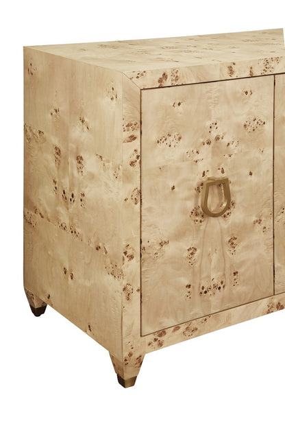 Worlds Away - Four Door Buffet With Satin Brass Horsebit Inspired Hardware And Foot Caps In Burl Wood - MULLIGAN BW view 5