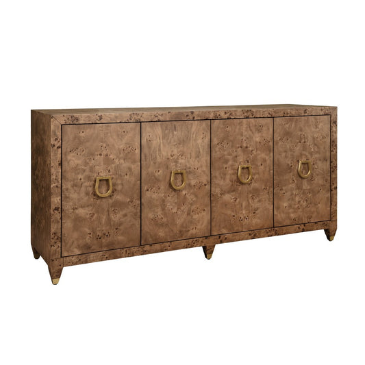 Worlds Away - Four Door Buffet With Satin Brass Horsebit Inspired Hardware And Foot Caps In Dark Burl Wood - MULLIGAN DBW view 1