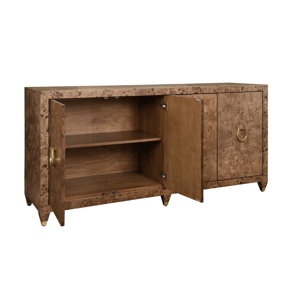 Worlds Away - Four Door Buffet With Satin Brass Horsebit Inspired Hardware And Foot Caps In Dark Burl Wood - MULLIGAN DBW view 3