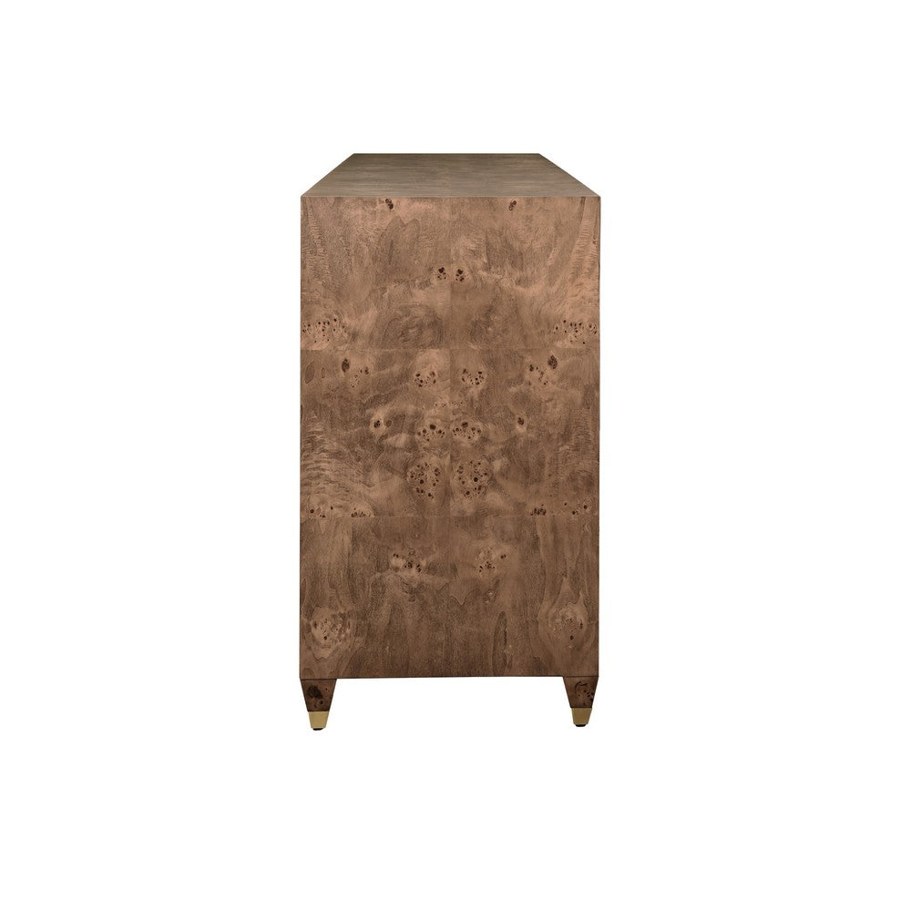 Worlds Away - Four Door Buffet With Satin Brass Horsebit Inspired Hardware And Foot Caps In Dark Burl Wood - MULLIGAN DBW view 4