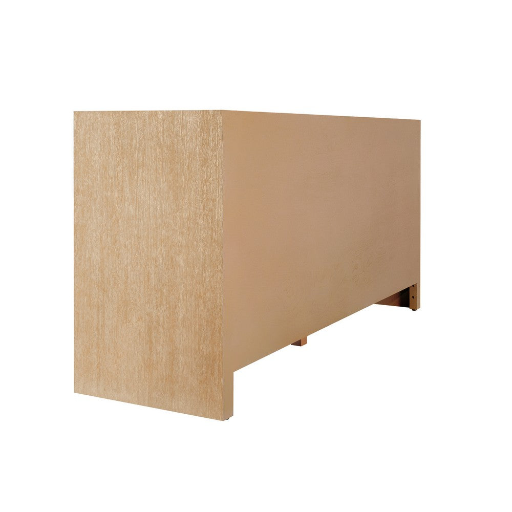 Worlds Away - Four Door Cane Cabinet With Brass Hardware In Cerused Oak - SOFIA CO view 4