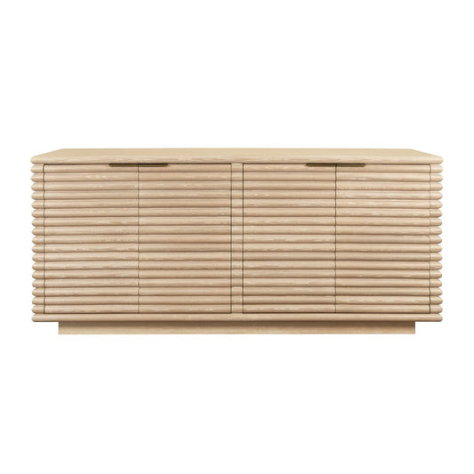 Worlds Away - Four Door Large Horizontal Reed Buffet With Antique Brass Hardware In Cerused Oak - GIOVANNI CO view 2