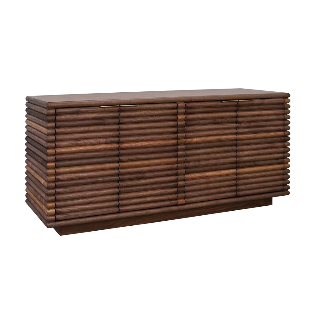 Worlds Away - Four Door Large Horizontal Reed Buffet With Antique Brass Hardware In Walnut - GIOVANNI WAL view 1