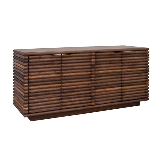 Worlds Away - Four Door Large Horizontal Reed Buffet With Antique Brass Hardware In Walnut - GIOVANNI WAL view 1