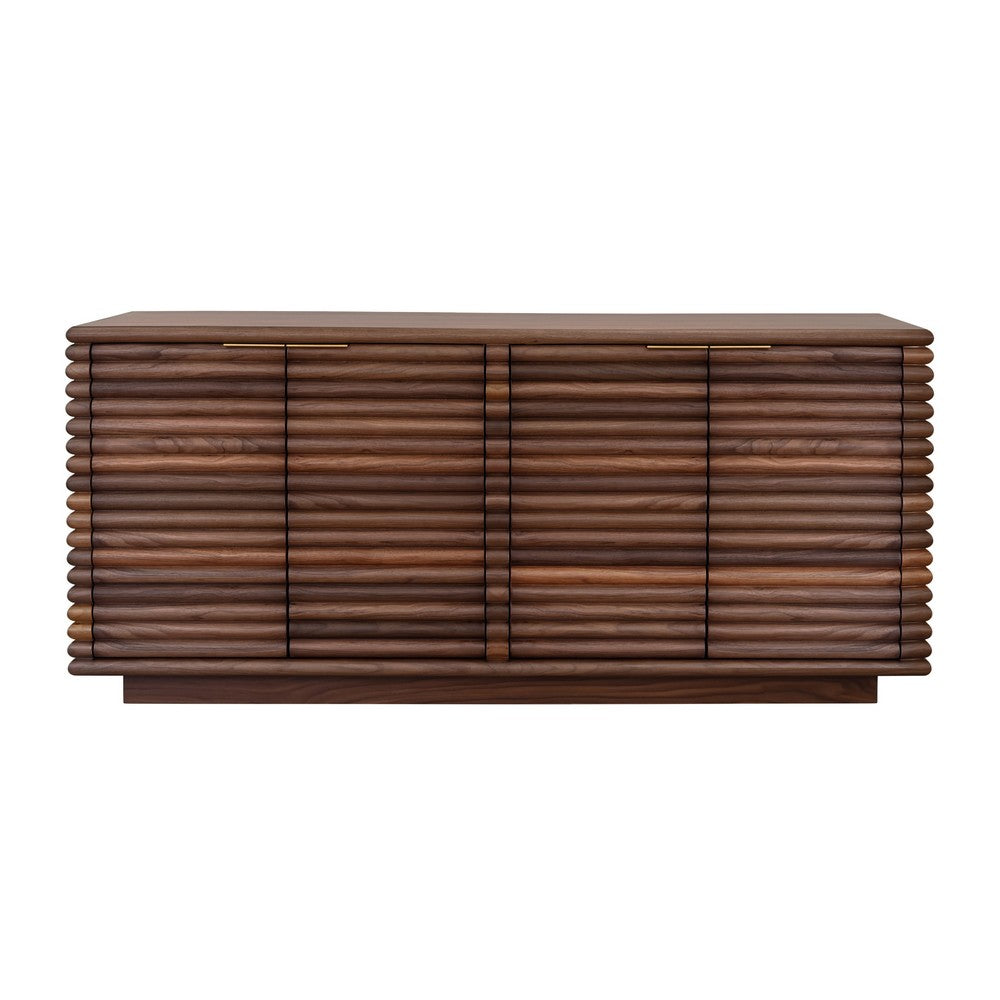 Worlds Away - Four Door Large Horizontal Reed Buffet With Antique Brass Hardware In Walnut - GIOVANNI WAL view 2