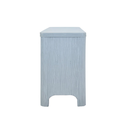 Worlds Away - Four Door Mirror Front Reeded Case Buffet In Painted Light Blue - OPAL LB view 4