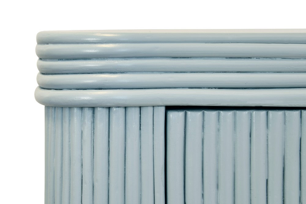 Worlds Away - Four Door Mirror Front Reeded Case Buffet In Painted Light Blue - OPAL LB view 5