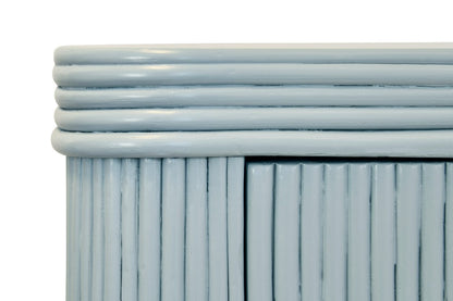 Worlds Away - Four Door Mirror Front Reeded Case Buffet In Painted Light Blue - OPAL LB view 5
