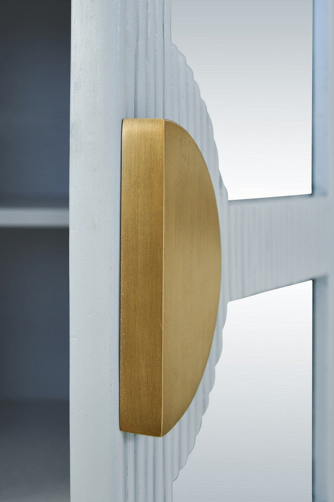 Worlds Away - Four Door Mirror Front Reeded Case Buffet In Painted Light Blue - OPAL LB view 6