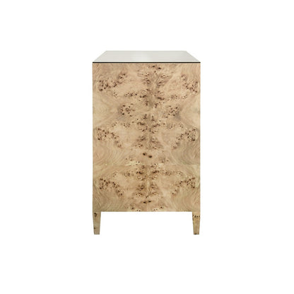 Worlds Away - Four Drawer Chest In Burl Wood With Glass Top - MICHELLE BW view 4