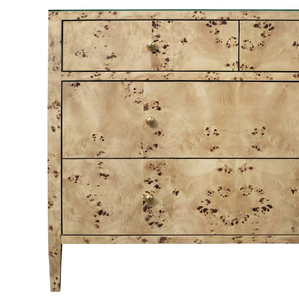 Worlds Away - Four Drawer Chest In Burl Wood With Glass Top - MICHELLE BW view 5