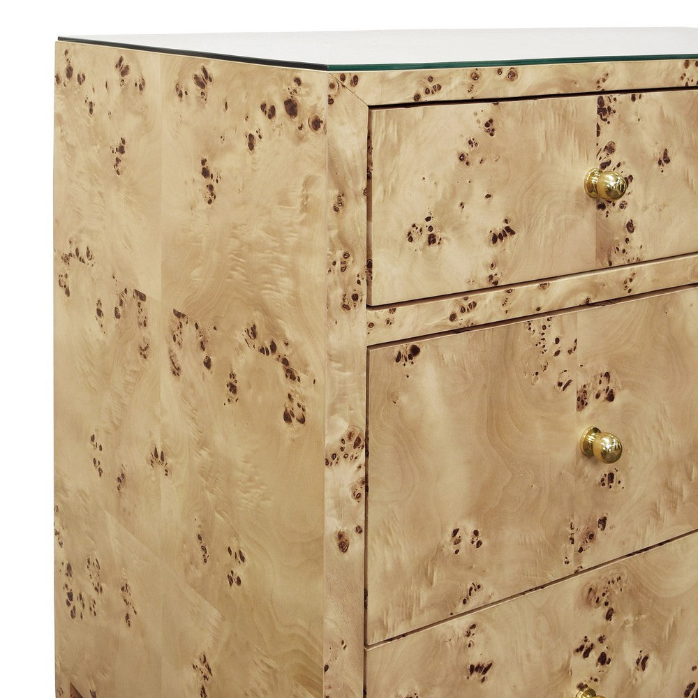 Worlds Away - Four Drawer Chest In Burl Wood With Glass Top - MICHELLE BW view 6