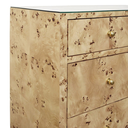 Worlds Away - Four Drawer Chest In Burl Wood With Glass Top - MICHELLE BW view 6
