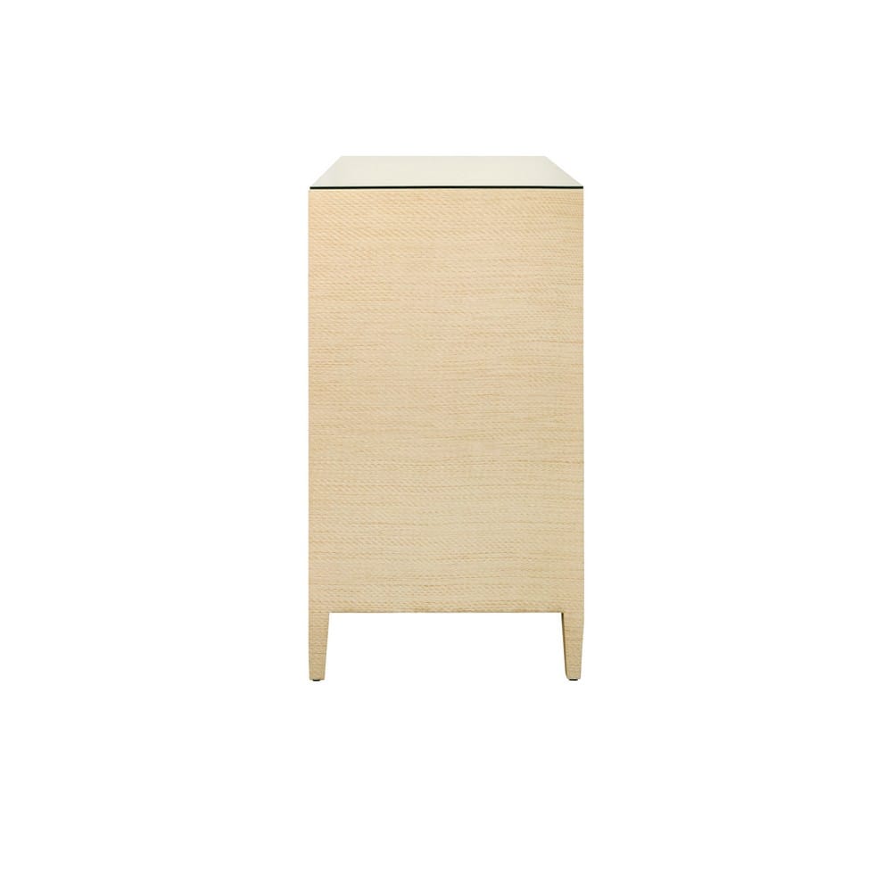 Worlds Away - Four Drawer Chest In Natural Grasscloth With Glass Top - MICHELLE NAT view 3