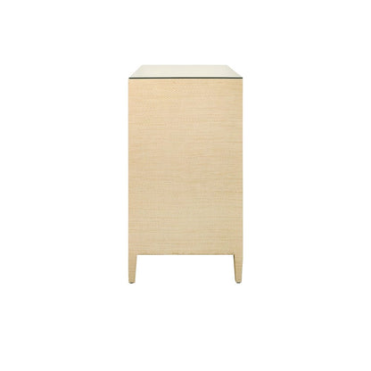 Worlds Away - Four Drawer Chest In Natural Grasscloth With Glass Top - MICHELLE NAT view 3