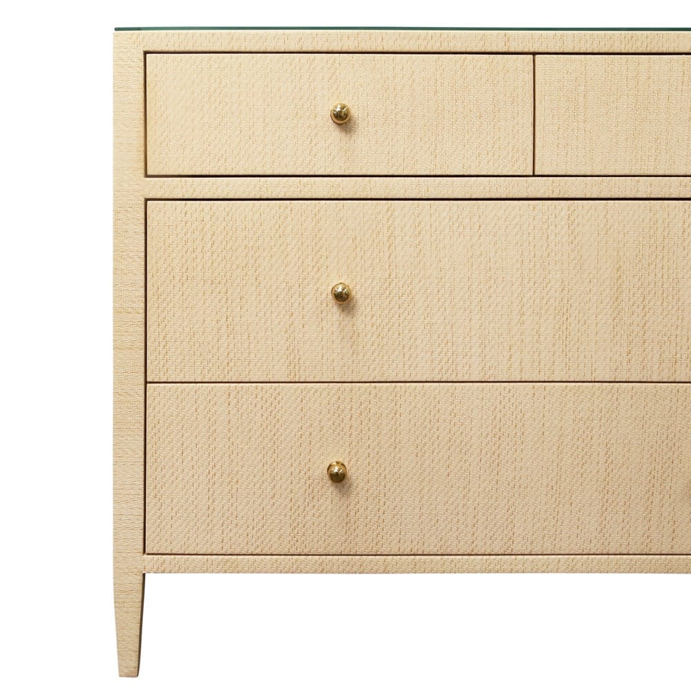 Worlds Away - Four Drawer Chest In Natural Grasscloth With Glass Top - MICHELLE NAT view 4