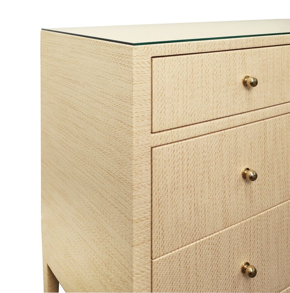 Worlds Away - Four Drawer Chest In Natural Grasscloth With Glass Top - MICHELLE NAT view 5
