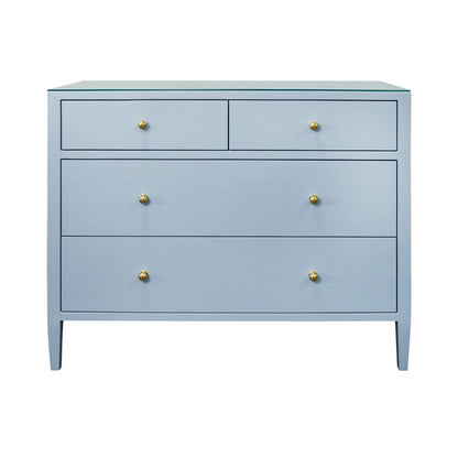 Worlds Away - Four Drawer Chest In Textured Light Blue Linen With Glass Top - MICHELLE LB view 2