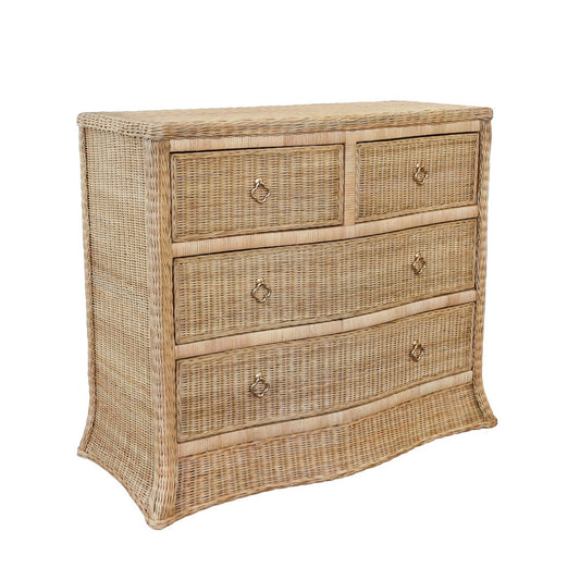 Worlds Away - Four Drawer Chest In Woven Rattan With Satin Brass Pulls - CELINE view 1