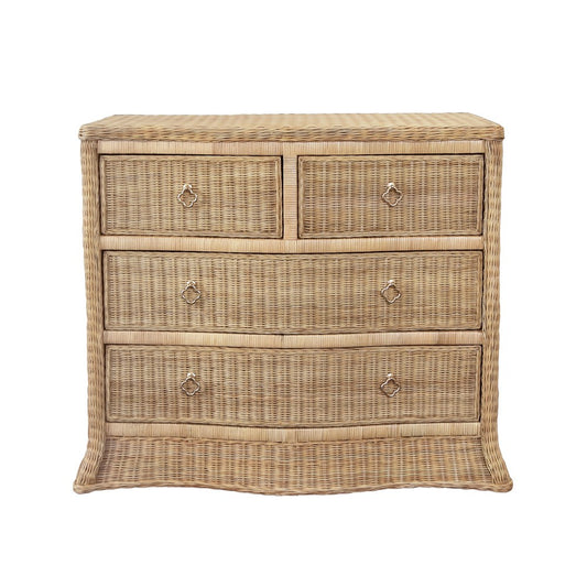 Worlds Away - Four Drawer Chest In Woven Rattan With Satin Brass Pulls - CELINE view 2