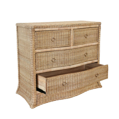 Worlds Away - Four Drawer Chest In Woven Rattan With Satin Brass Pulls - CELINE view 4
