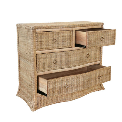 Worlds Away - Four Drawer Chest In Woven Rattan With Satin Brass Pulls - CELINE view 5