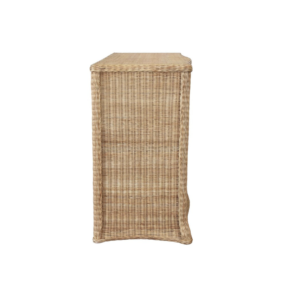 Worlds Away - Four Drawer Chest In Woven Rattan With Satin Brass Pulls - CELINE view 6