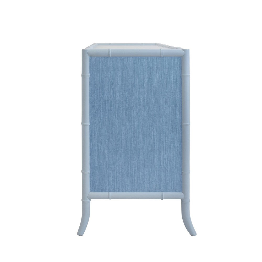 Worlds Away - Four Drawer Chest With Bamboo Detail In Blue Dyed Grasscloth And Light Blue Matte Lacquer - BECKETT BL view 4