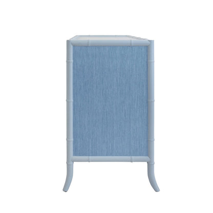 Worlds Away - Four Drawer Chest With Bamboo Detail In Blue Dyed Grasscloth And Light Blue Matte Lacquer - BECKETT BL view 4