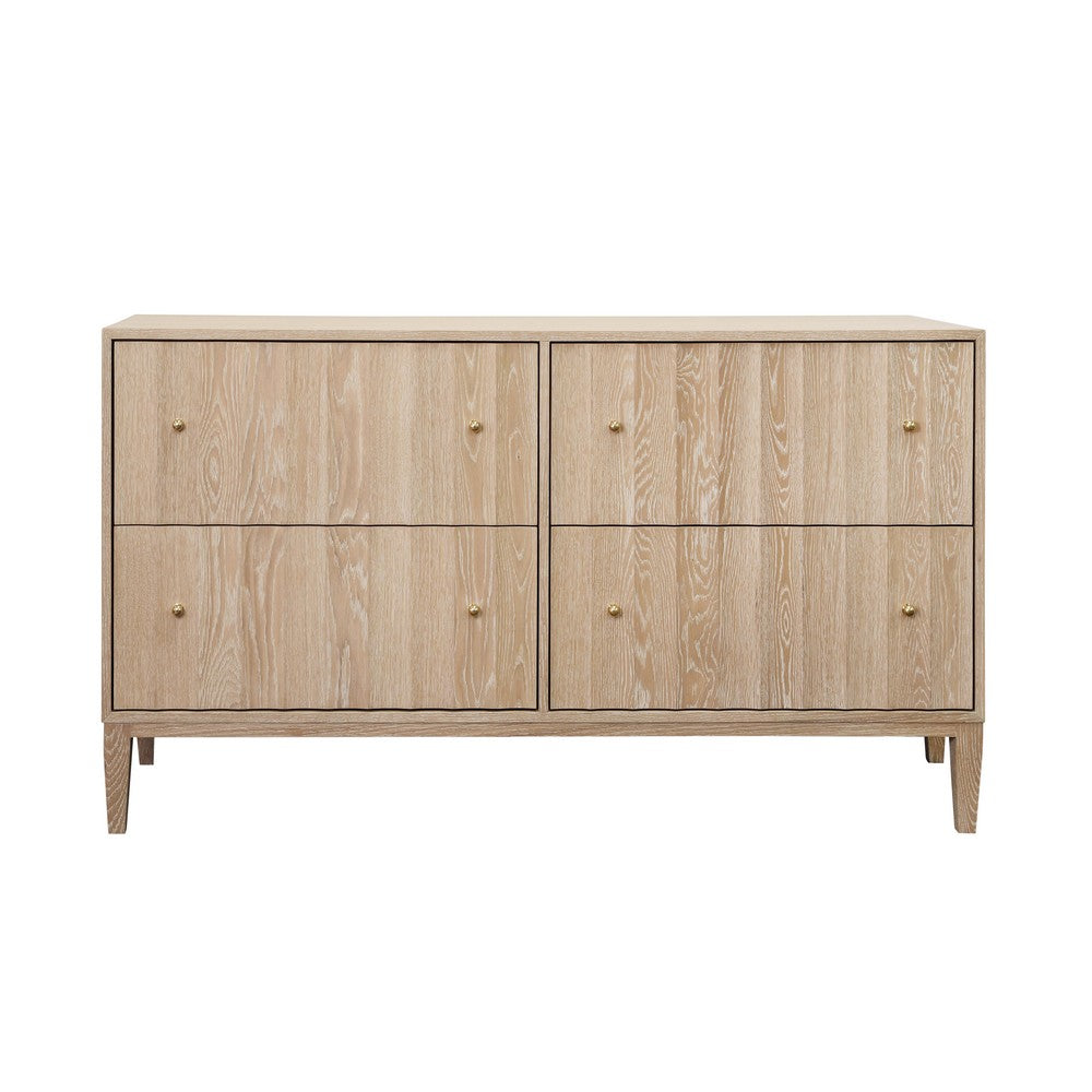 Worlds Away - Four Drawer Chest With Fluted Detail In Cerused Oak - ANGUS CO view 2