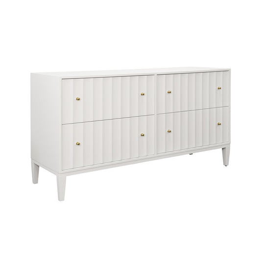 Worlds Away - Four Drawer Chest With Fluted Detail In Matte White Lacquer - ANGUS WH view 1