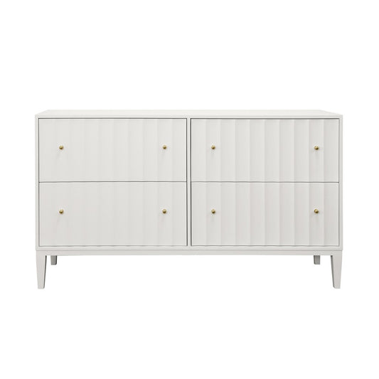 Worlds Away - Four Drawer Chest With Fluted Detail In Matte White Lacquer - ANGUS WH view 2