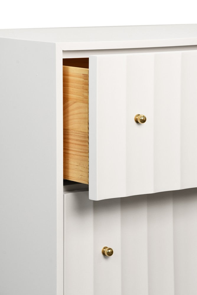 Worlds Away - Four Drawer Chest With Fluted Detail In Matte White Lacquer - ANGUS WH view 3
