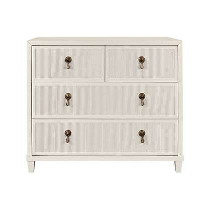Worlds Away - Four Drawer Chest With Fluted Drawer Fronts In Matte Antique White Lacquer - PASCAL AW view 2