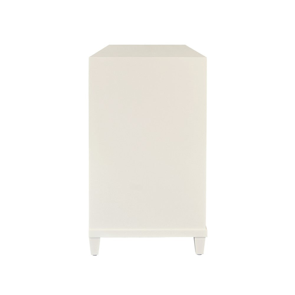 Worlds Away - Four Drawer Chest With Fluted Drawer Fronts In Matte Antique White Lacquer - PASCAL AW view 4