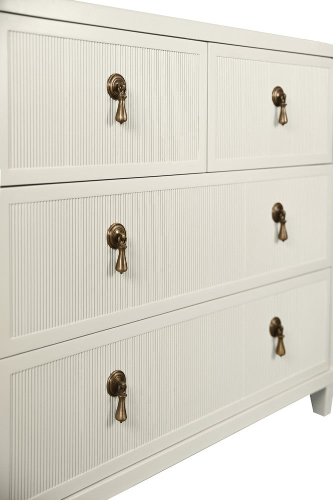 Worlds Away - Four Drawer Chest With Fluted Drawer Fronts In Matte Antique White Lacquer - PASCAL AW view 5