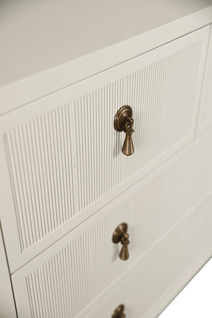 Worlds Away - Four Drawer Chest With Fluted Drawer Fronts In Matte Antique White Lacquer - PASCAL AW view 6