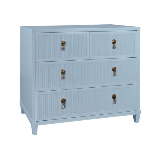 Worlds Away - Four Drawer Chest With Fluted Drawer Fronts In Matte Light Blue Lacquer - PASCAL LB view 1