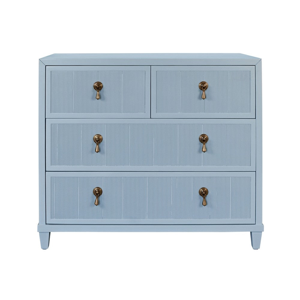 Worlds Away - Four Drawer Chest With Fluted Drawer Fronts In Matte Light Blue Lacquer - PASCAL LB view 2